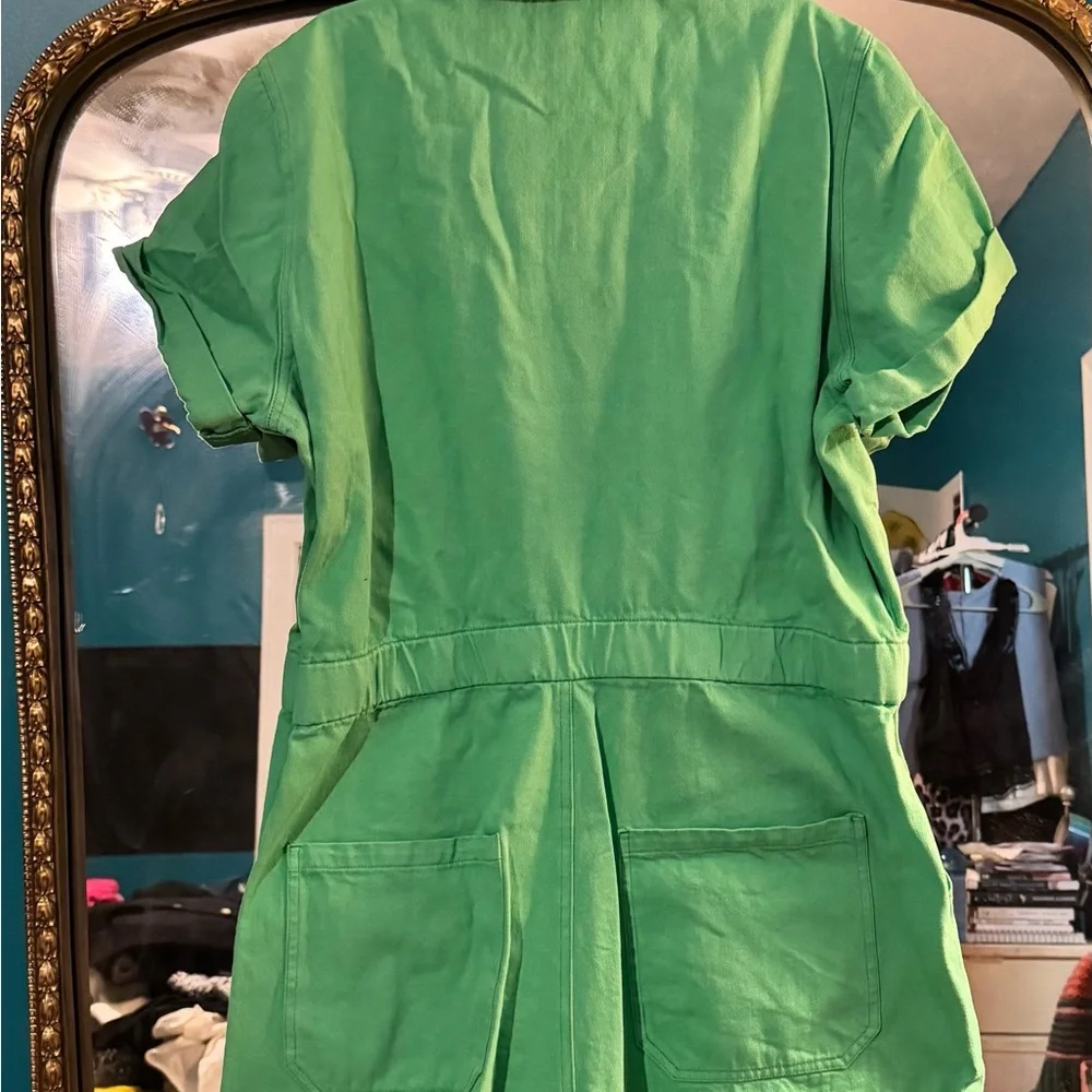 Show Me Your MuMu Green Button-Up Romper - Picture 2 of 4